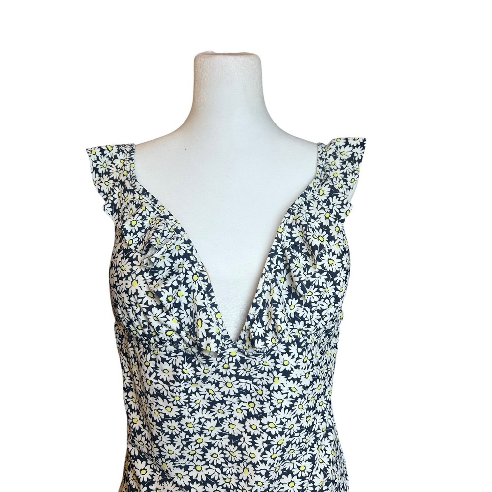 J. Crew Women's XL Daisy Floral One Piece Swimsuit Ruffle V Neck Navy - Picture 3 of 9